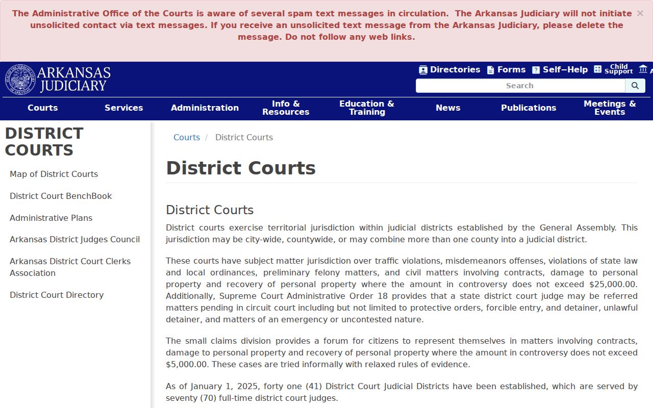Arkansas Judiciary district court jurisdiction overview